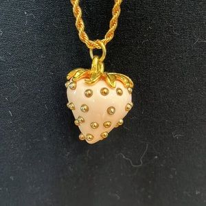 A vintage Kenneth J Lane Pink and Gold Strawberry Necklace